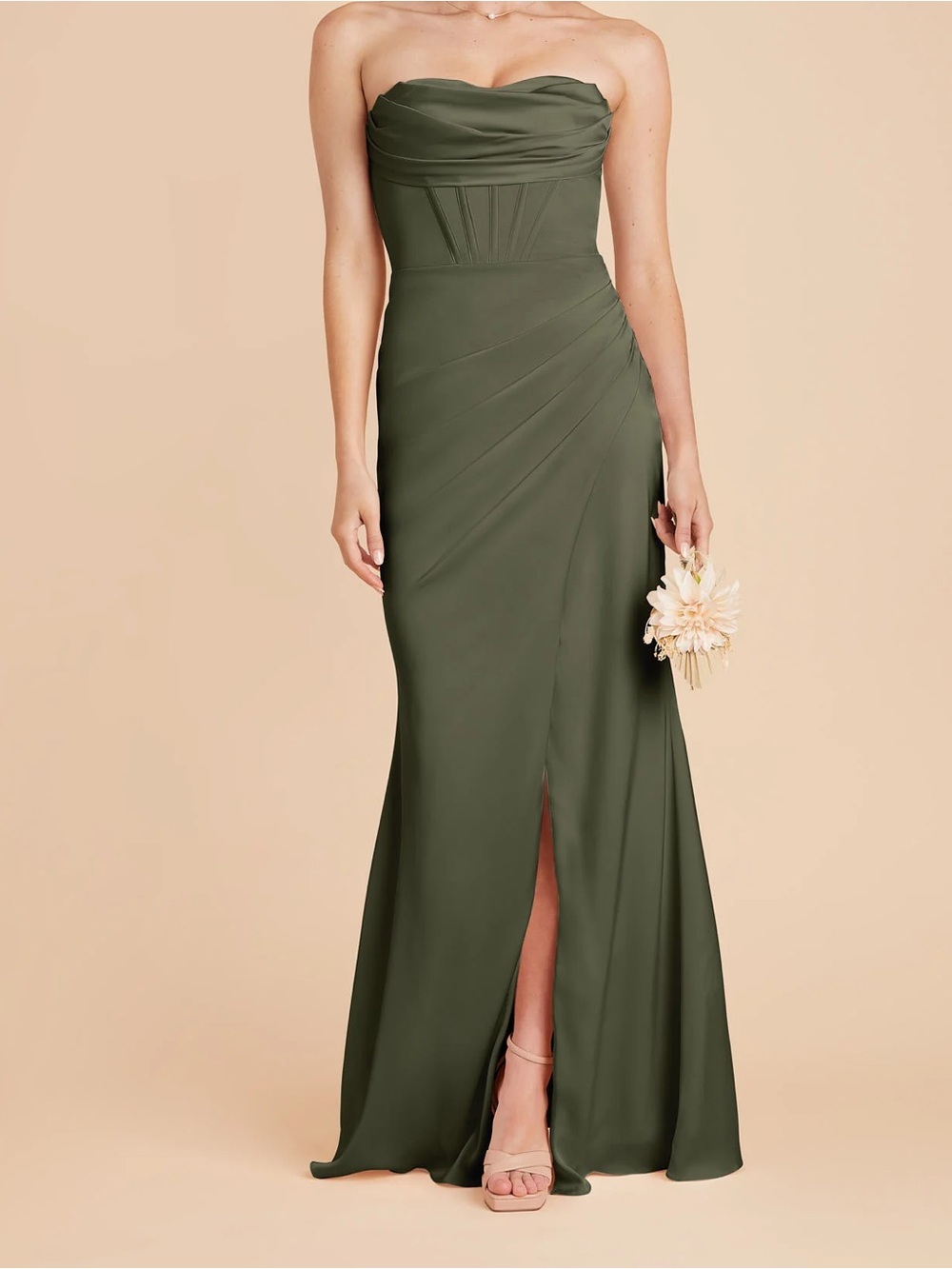 Birdy Grey Carrie Dress in Matte Olive Satin